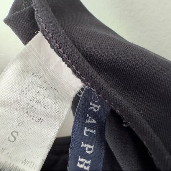 Vintage Ralph Lauren Bikini Swim Top Ruffle Halter Logo Back Gold Beach Pool EUC - Picture 9 of 11